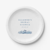 Minimalist Indigo Blue Ink Botanical Bridal Shower
