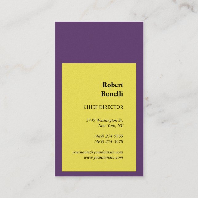 Minimalist Indigo Yellow Modern Premium Pearl Business Card (Front)