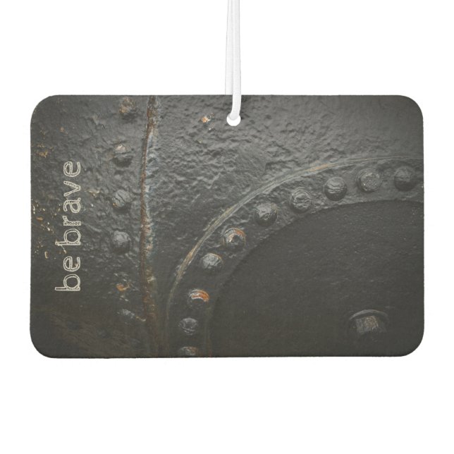 Minimalist industrial black metal car air freshener (Front)