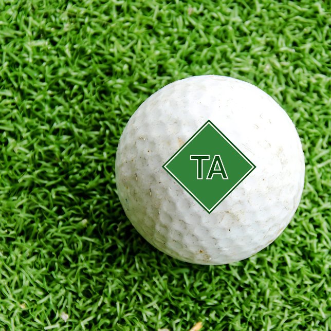 Minimalist Initials in Green on Green Golf Balls (Creator Uploaded)