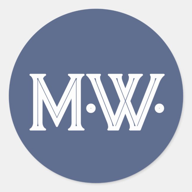 Minimalist Initials Navy Blue Classic Round Sticker (Front)