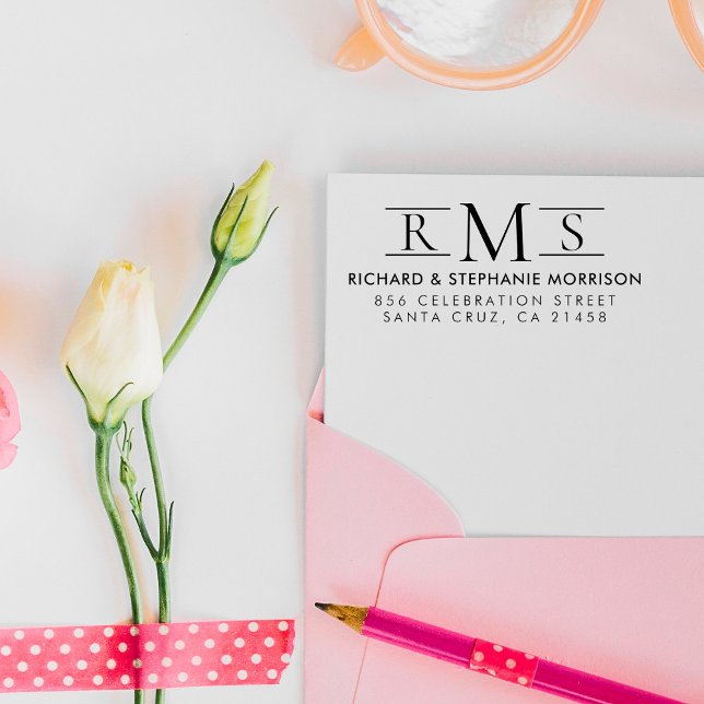 Minimalist Initials Wedding Return Address Rubber Stamp (Creator Uploaded)