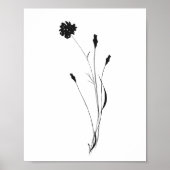 Minimalist Ink Flower Abstract Floral Art in Black Poster (Front)