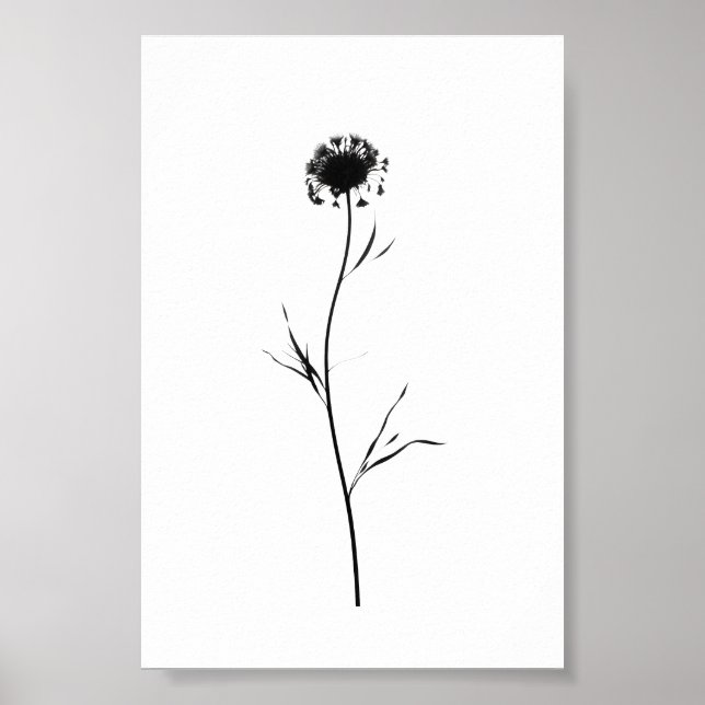 Minimalist Ink Flower Abstract Floral Art in Black Poster (Front)