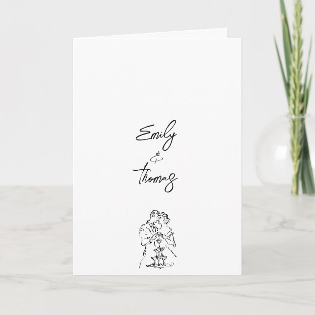 Minimalist Ink Hand Drawn Illustration Wedding  Programme (Front)
