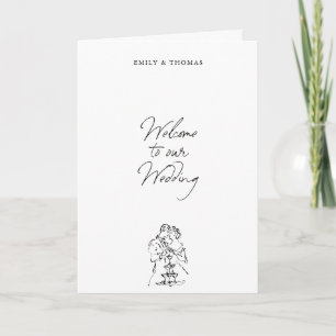 Minimalist Ink Hand Drawn Illustration Wedding  Programme