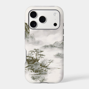 Minimalist Ink Misty Zen Mountain Landscape