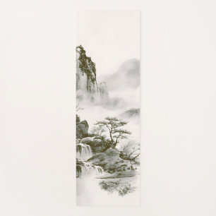 Minimalist Ink Misty Zen Mountain Landscape Yoga Mat