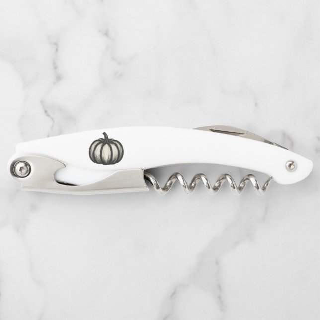 Minimalist Ink Pumpkin – Autumn Harvest Art on Corkscrew (Front)
