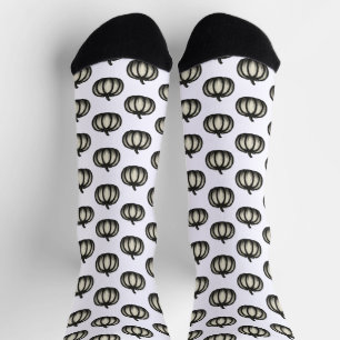 Minimalist Ink Pumpkin – Autumn Harvest Art on Socks