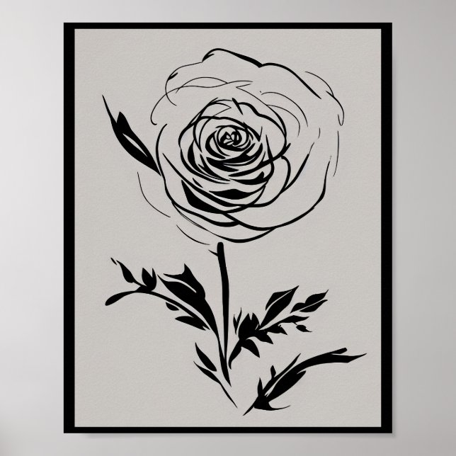 Minimalist Ink Rose Poster (Front)