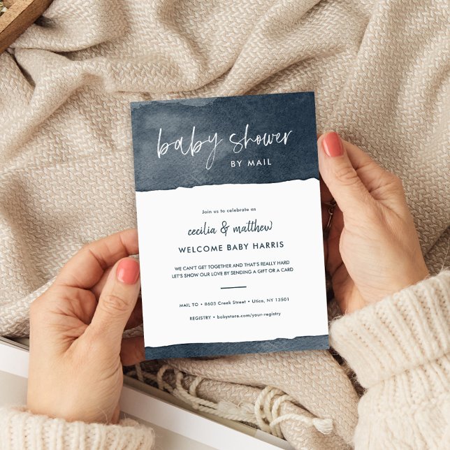 Minimalist Ink Wash Baby Shower by Mail Invitation (Creator Uploaded)