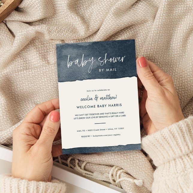 Minimalist Ink Wash Baby Shower by Mail Invitation (Creator Uploaded)