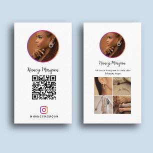 Minimalist Instagram QR Code Photo Grid Business Card