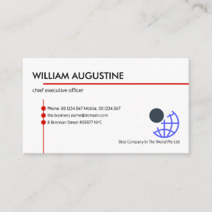 Minimalist Intercepting Red Lines Owner CEO Business Card