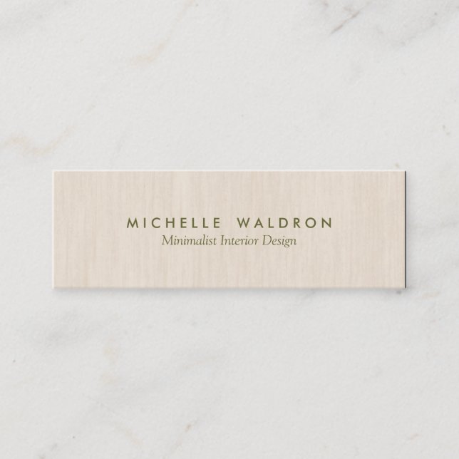 Minimalist Interior Designer Simple Wood LooK Mini Business Card (Front)