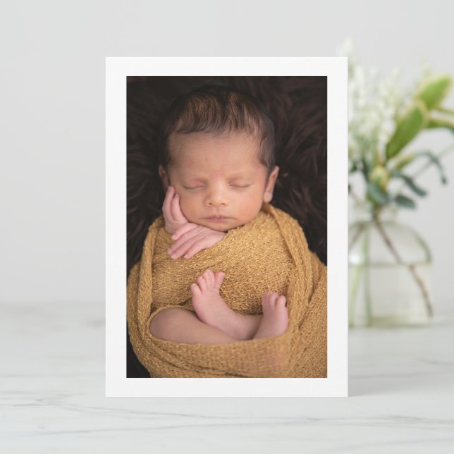 Minimalist Introducing Baby Portrait Photo Birth  Announcement (Standing Front)