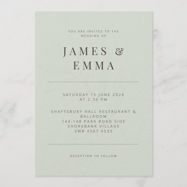 Minimalist Invitation Botanical Pale Sage (Front)