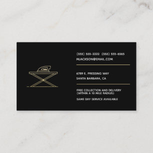 Minimalist Ironing Black Gold Professional laundry Business Card