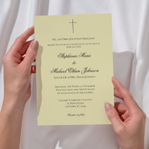 MINIMALIST Island Citrus Cross Formal Wedding Invitation