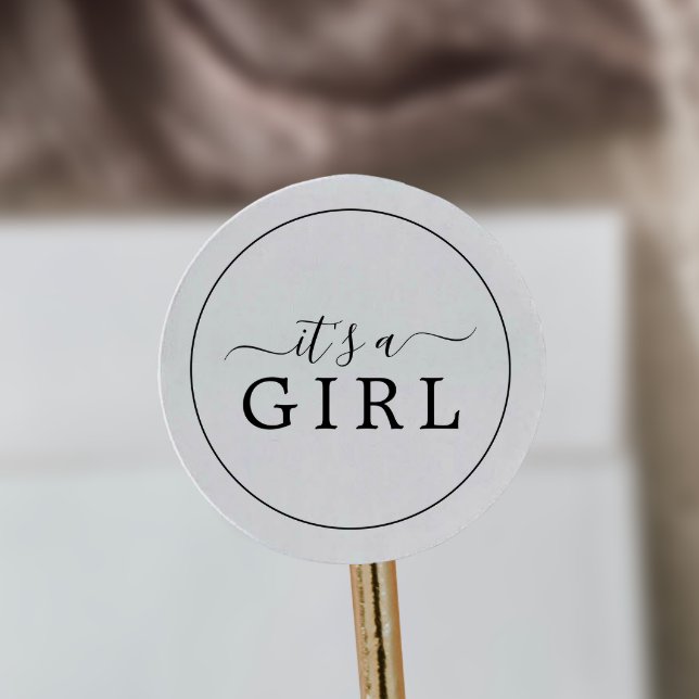 Minimalist It's A Girl Baby Shower Sticker (Creator Uploaded)