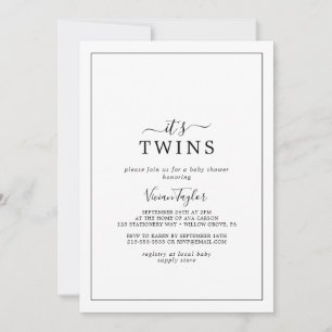 Minimalist It's Twins Baby Shower Invitation