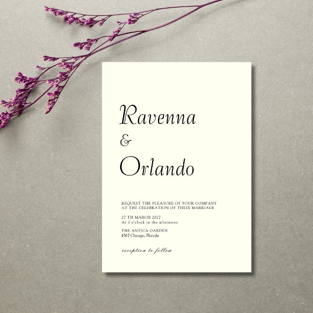 Minimalist Ivory Black Simple Modern Wedding Invitation (Creator Uploaded)