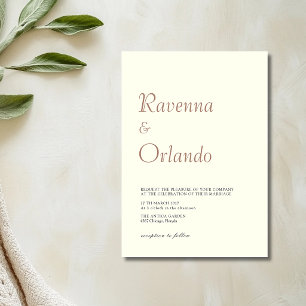 Minimalist Ivory Black Simple Modern Wedding Invitation