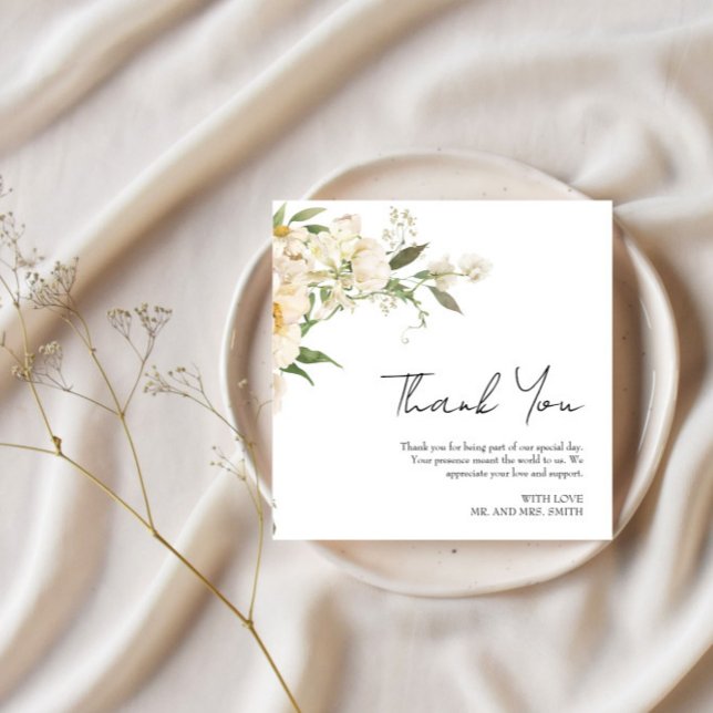 Minimalist Ivory Bliss Wedding Photo Thank You Card (Creator Uploaded)