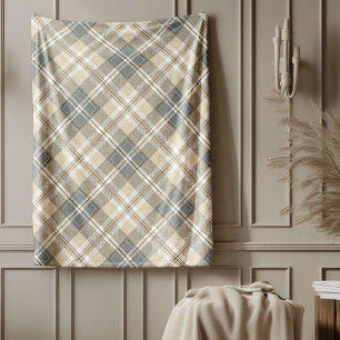 Minimalist Ivory Brown Chic Geometric Design Fleece Blanket