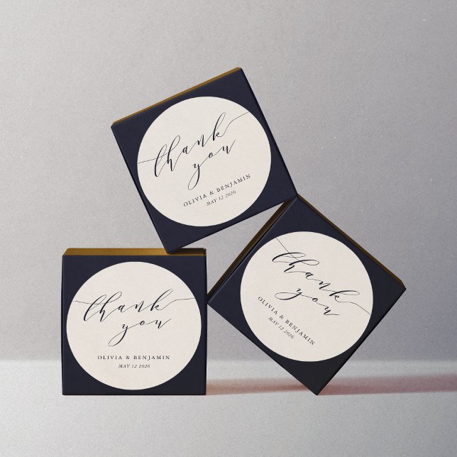 Minimalist Ivory Cream Wedding Couple Thank You Classic Round Sticker (Creator Uploaded)