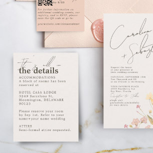 Minimalist Ivory Cream Wedding Details Enclosure Card