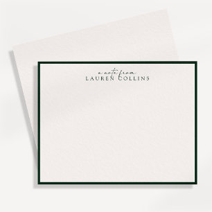 Minimalist ivory, Dark Emerald Border Note Card