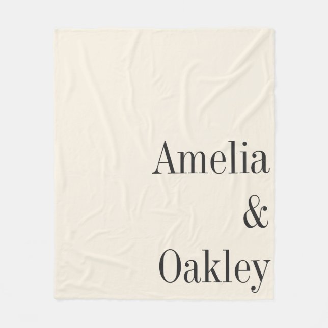Minimalist Ivory Ecru Black Elegant Wedding Custom Fleece Blanket (Front)