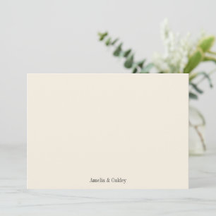 Minimalist Ivory Ecru Black Elegant Wedding Custom Thank You Card