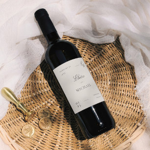 Minimalist Ivory Editorial Wedding Wine Label