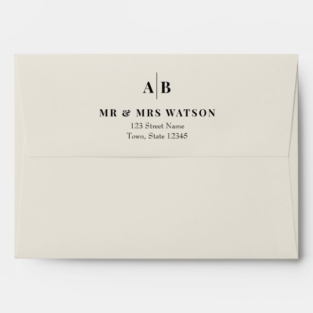 Minimalist Ivory Monogram Wedding Envelope (Back (Top Flap))