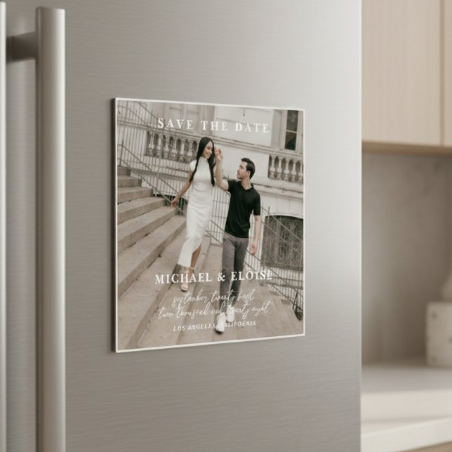 Minimalist Ivory Photo Save the Date Wedding Magnetic Invitation (Minimalist Ivory Photo Save the Date Wedding Magnetic Invitation)