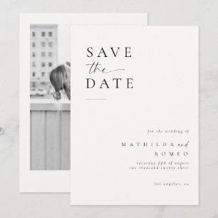 Minimalist Ivory Photo Wedding Save the date Invitation