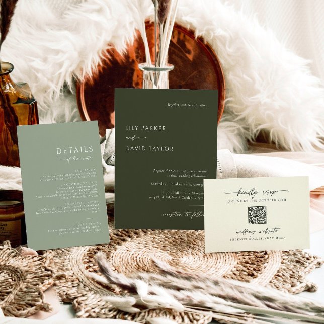 Minimalist Ivory RSVP with QR Code Card (Creator Uploaded)