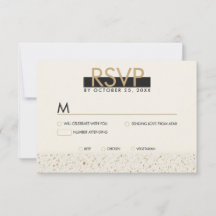 Minimalist Ivory Terrazzo Wedding RSVP Card