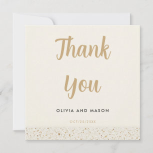 Minimalist Ivory Terrazzo Wedding Thank You Card