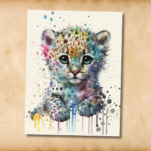 Minimalist Ivory Watercolor Leopard Pattern Postcard