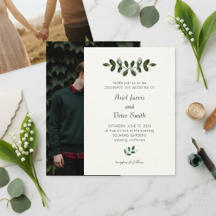 Minimalist Ivy Border Photo Wedding Invitation