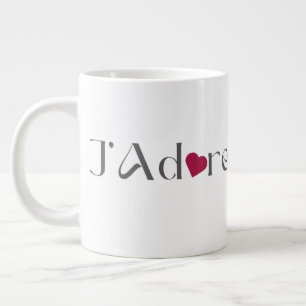 Minimalist J'Adore, Romantic French Home Décor Large Coffee Mug