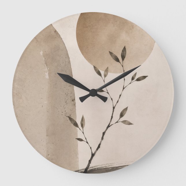 Minimalist Japandi Watercolor Branch Clock (Front)
