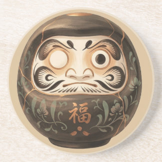 Minimalist Japanese Daruma | Zen Kintsugi Coaster