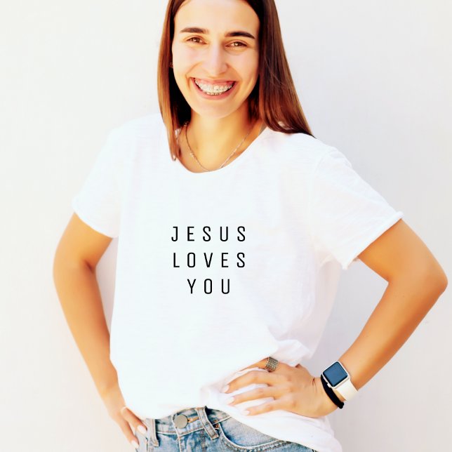 Minimalist Jesus Loves You Text  T-Shirt (Creator Uploaded)