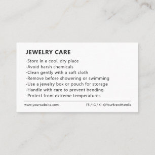  Minimalist Jewellery Care Package Insert Card