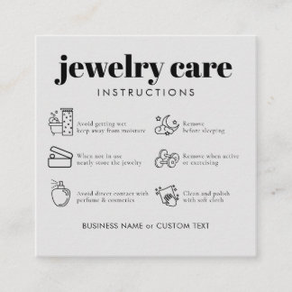 Minimalist Jewellery Care Thank You Business Grey Enclosure Card